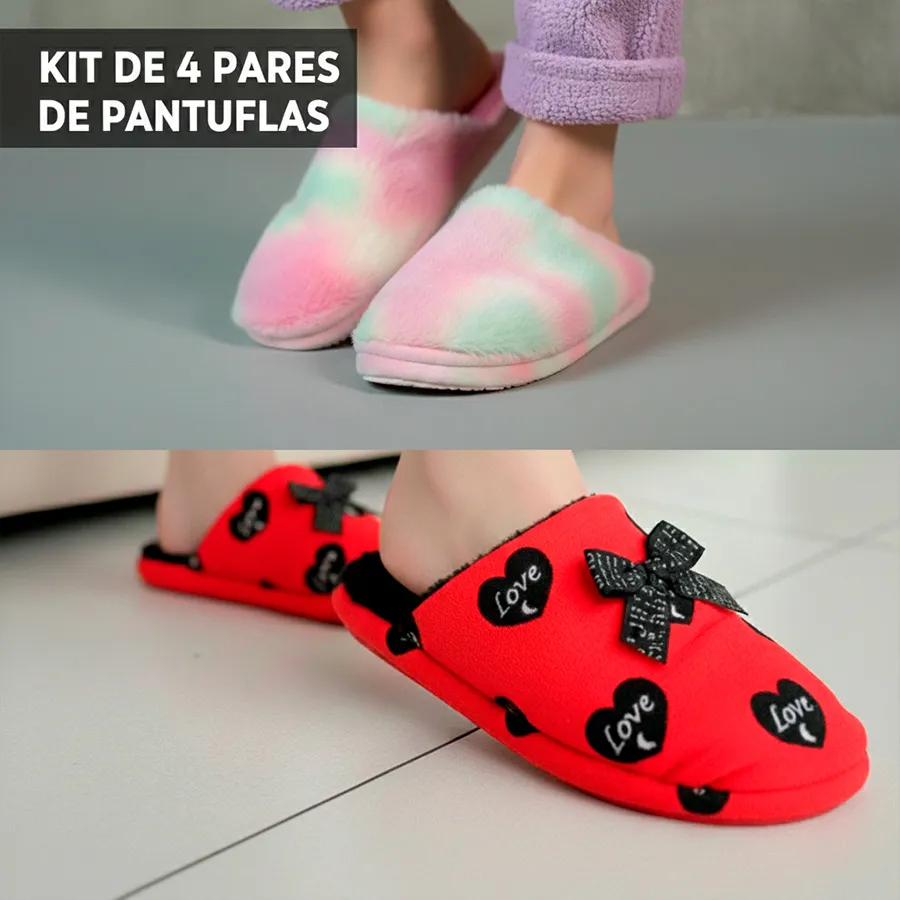 PANTUFLAS-01 KIT DE 4 PARES DE PANTUFLAS 6720